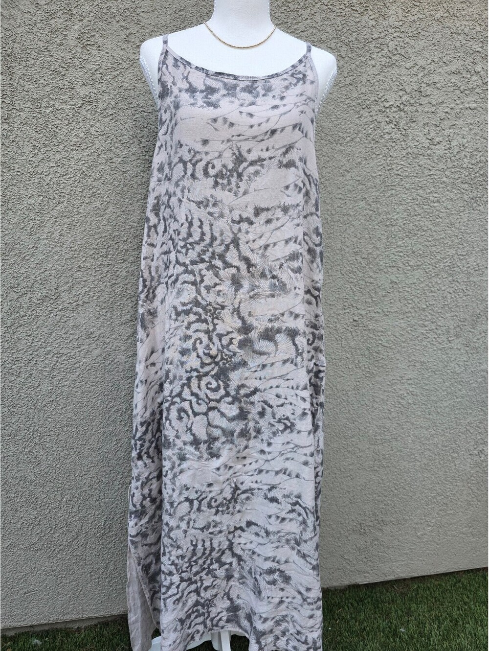 Lungo L’Arno 100% Linen Floral Maxi Dress Size M Boho